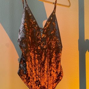 Light Brown Velvet Body Suit
